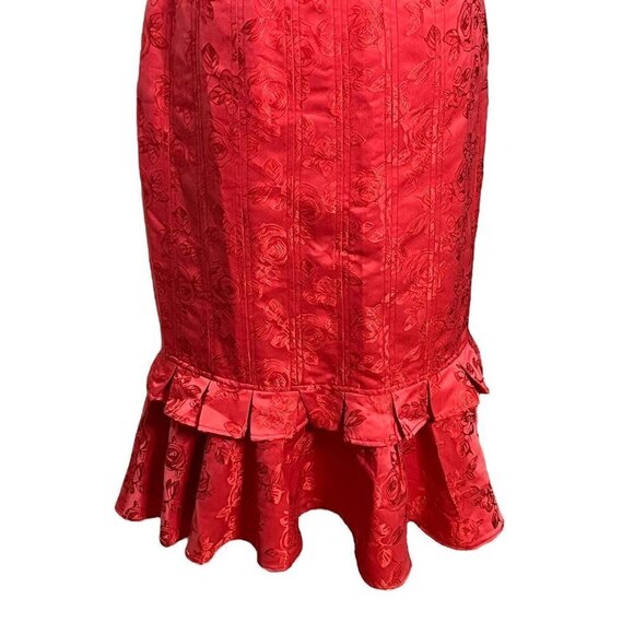 C/MEO Collective Strapless Ruffle Midi Dress Red Sheath Women’s Size Medium - Picture 5 of 13